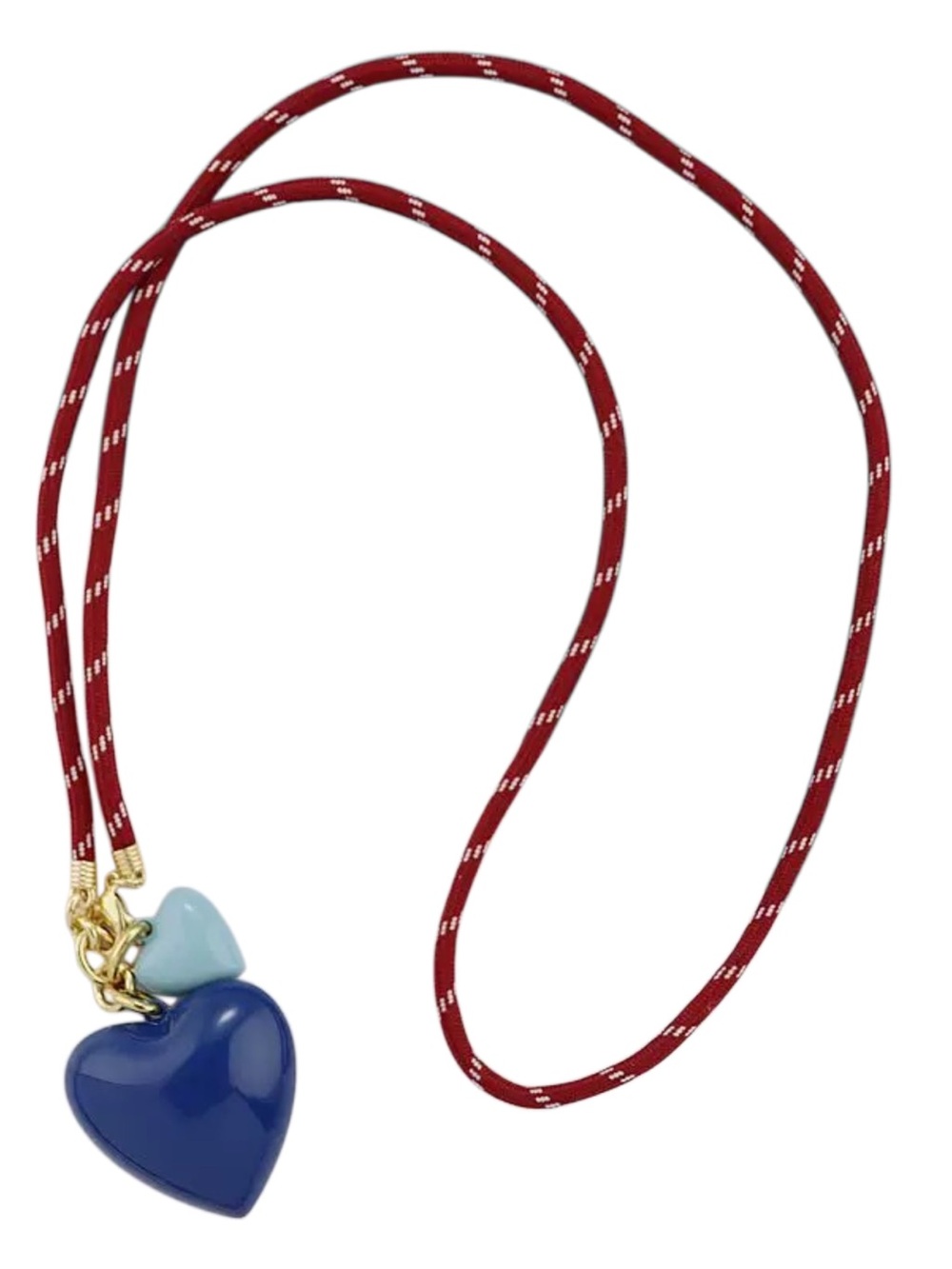 ROXANNE ASSOULIN Red long cord necklace with Navy and small sky Blue hearts - Picture 5 of 6